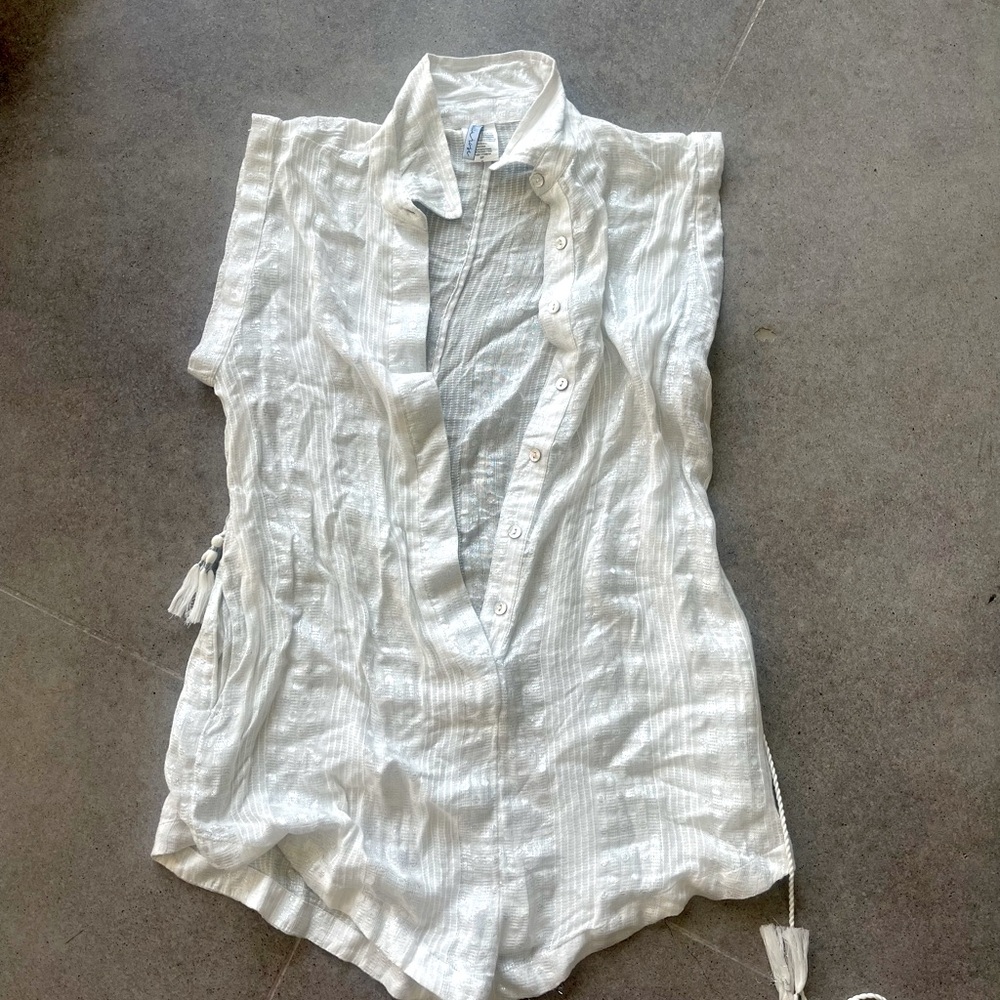 White Shimmery Swim Cover Up | Shorts Jumper by Isabella Rose Sz Small S/P